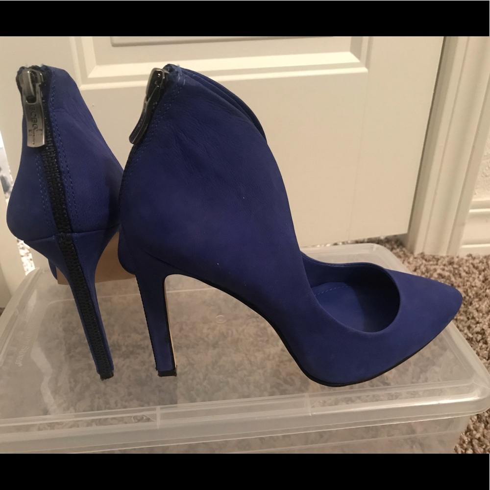 BCBGeneration Blue Zipper Pumps